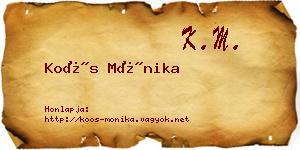 Koós Mónika névjegykártya